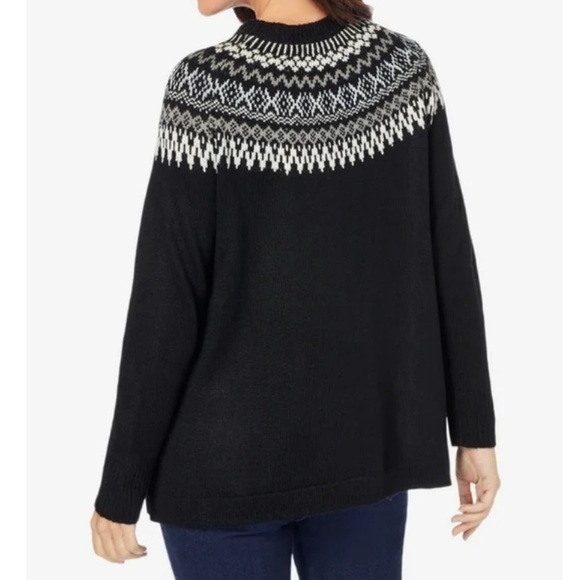 Roaman’s Fair Isle Pullover Sweater black long sleeves Sz 18/20 - Picture 7 of 12